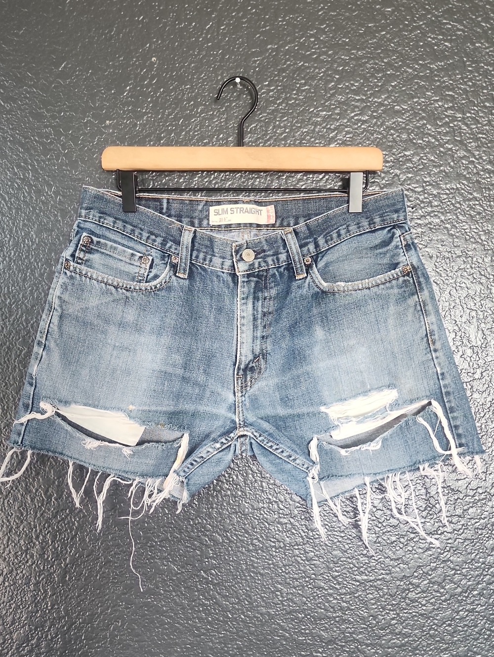 Levi's Light Wash Distressed Denim Shorts